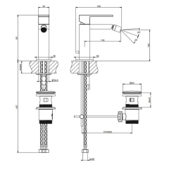 Смеситель для биде Gessi Rettangolo 20007.149, никель матовый