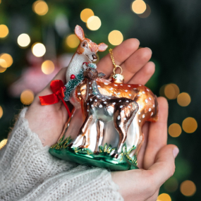 Игрушка на елку "Олененок с мамой" 13 см