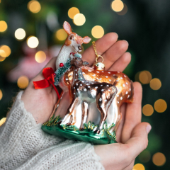 Игрушка на елку "Олененок с мамой" 13 см