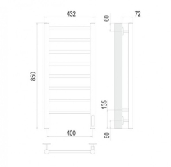 Полотенцесушитель Terminus Аврора 85х44, электрический, белый матовый