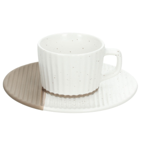 Набор чашек для эспрессо с блюдцами Rice 90 мл, 4 предмета, бежевый