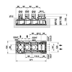 Внутренняя часть Gessi HI-FI 63011.031 смесителя термостатического, хром