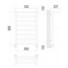 Полотенцесушитель Terminus Хендрикс 80х53, водяной, черный матовый