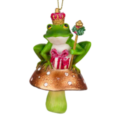 Новогодняя игрушка "Король-лягушка" 10,2 см