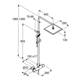 Душевая система Kludi Logo 6809805-00, с термостатом, лейка 25 мм, хром