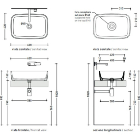 Раковина накладная Flaminia Play 62х42 PY62A