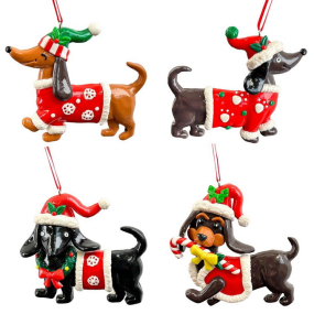 Елочная игрушка "Новогодняя такса" 7,6 см, в ассортименте
