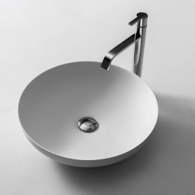 Раковина Antonio Lupi Verso, 50х50, из Flumood, с клапаном, белый матовый