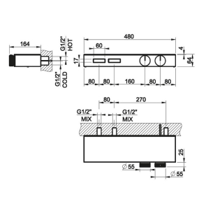 Внешняя часть Gessi HI-FI 63022.299 смесителя термостатического, черный матовый