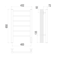 Полотенцесушитель Terminus Аврора 65х43, электрический, quick touch, хром