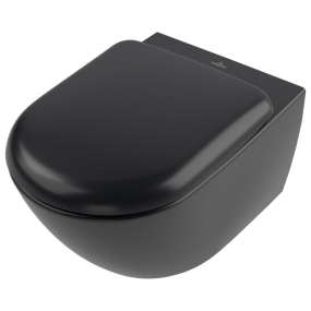 Унитаз Villeroy & Boch Antao 56х37, CeramicPlus, TwistFlush, с сиденьем, Pure Black
