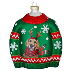 Елочная игрушка "Новогодний свитер с собакой" 10 см