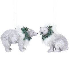 Елочная игрушка "Полярный медведь с венком" 8 см, в ассортименте Елочная игрушка "Полярный медведь с венком" 8 см, в ассортименте