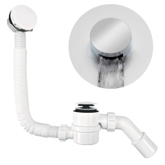 Сифон для ванны McAlpine HCN2600CC-15MM-WH, наполнение через перелив, белый