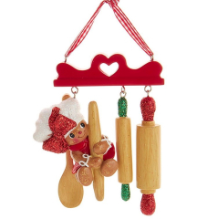 Новогодняя игрушка "Пряничная девочка-повар" 10,2 см