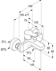 Смеситель для ванны Kludi Pure&Easy 376810565, хром