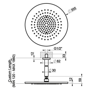 Лейка для душа Gessi 316 54150.707, потолочная, брашированный черный