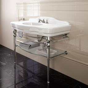 Консоль Devon&Devon Melody, раковина 110x58, ножки хром, стеклянная полка