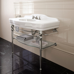 Консоль Devon&Devon Melody, раковина 110x58, ножки хром, стеклянная полка