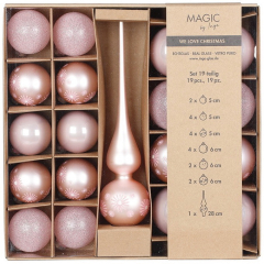 Набор украшений для елки "One-Two-Tree!", 19 предметов, цвет розовый