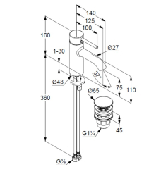 Смеситель для раковины Kludi Bozz 382665376, с клапаном Click-Clack, белый