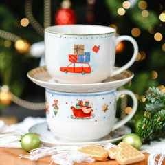 Чашка для завтрака с блюдцем "Санки" 480 мл