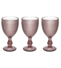 Набор бокалов для вина Diamante 280 мл, 3 шт, цвет розовый