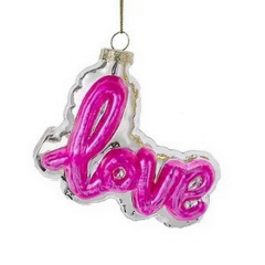 Елочная игрушка "Love" 9,5 см, розовая