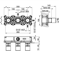 Внутренняя часть Gessi Parti Incasso 54139.239 смесителя